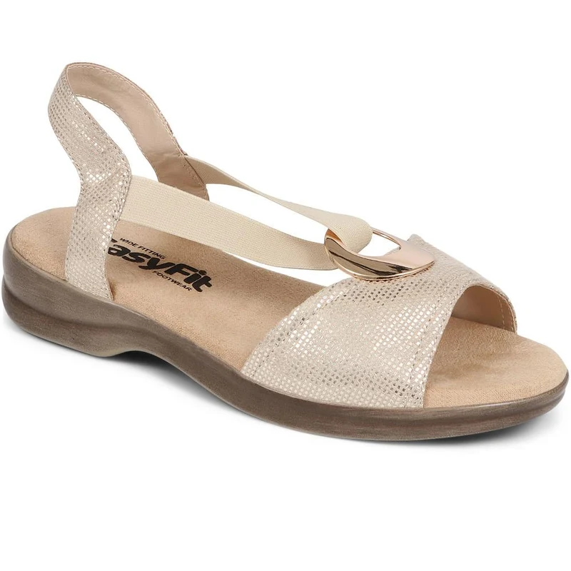 Extra-Wide Elasticated Sandals - CAROLA / 325 591 - Gold