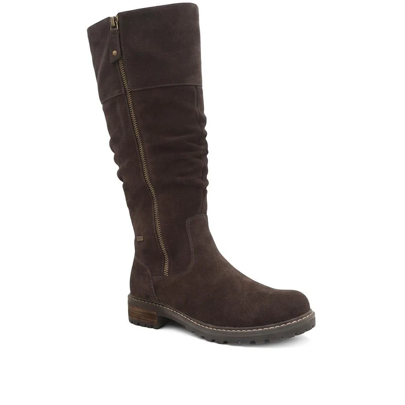 Suede Leather Wide Calf Fit Boots - SHINN44000 / 329 799 - Dark Brown