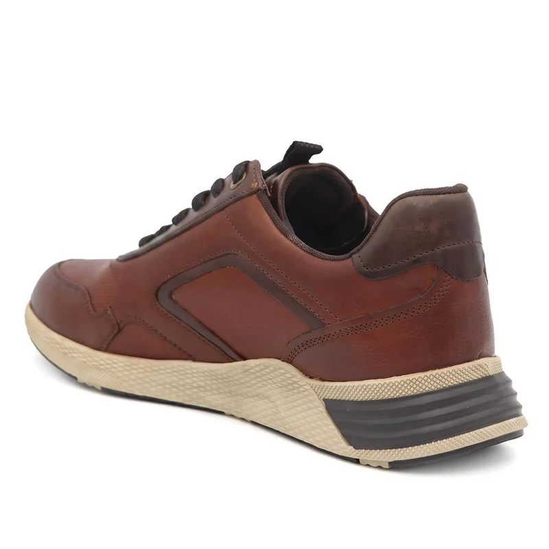 Leather Lace & Zip Fasten Trainers - PARK44005 / 330 211 - Cognac