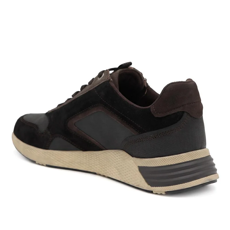 Leather Lace & Zip Fasten Trainers - PARK44005 / 330 211 - Black