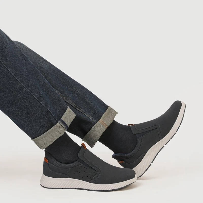 Wide Fit Elasticated Slip-On Shoes - GANG41015 / 327 551 - Navy