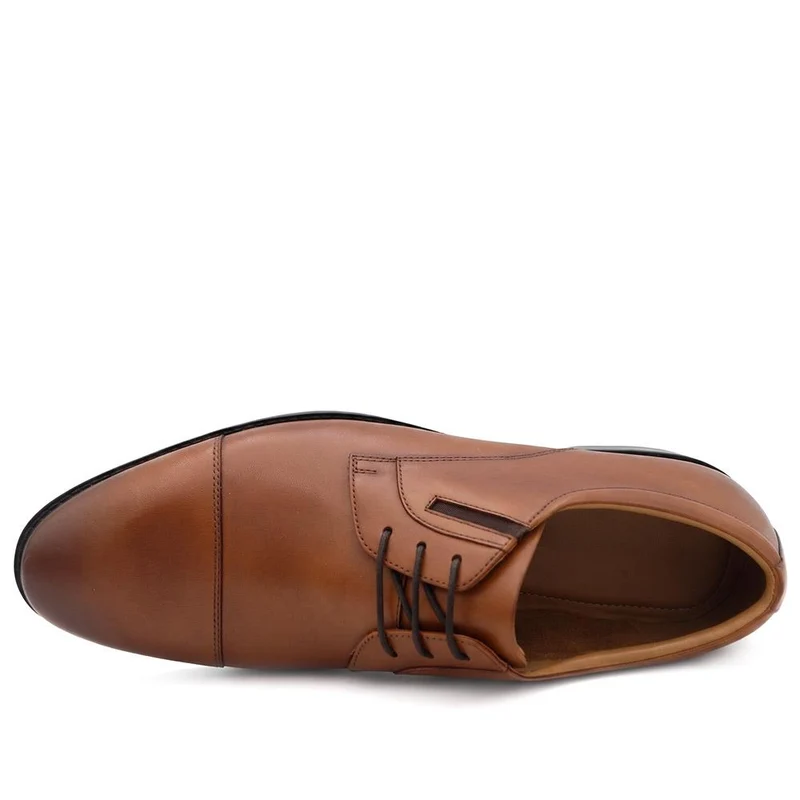 Wide Fit Smart Leather Oxford Shoes - PRFEM44011 / 330 382 - Tan