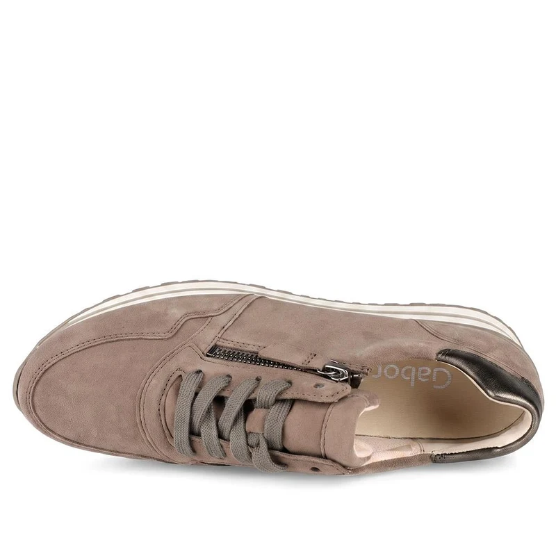 Gabor Wide Fit Leather Wedge Heel Trainers - GABC44065 / 330 674 - Grey
