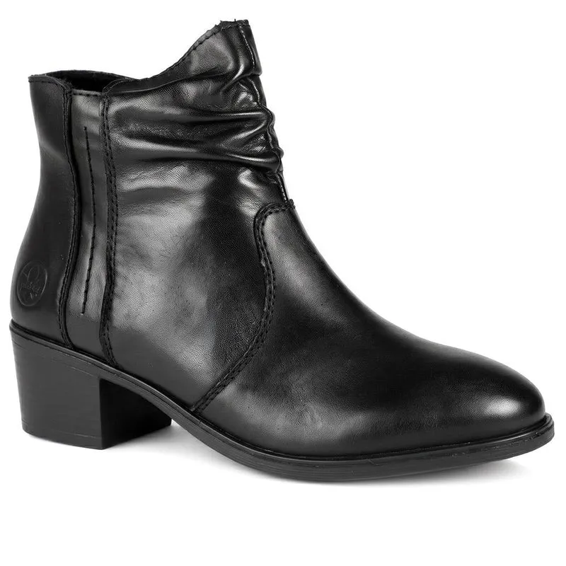 Rieker Leather Side Zip Ankle Boots - RKR44505 / 329 722 - Black