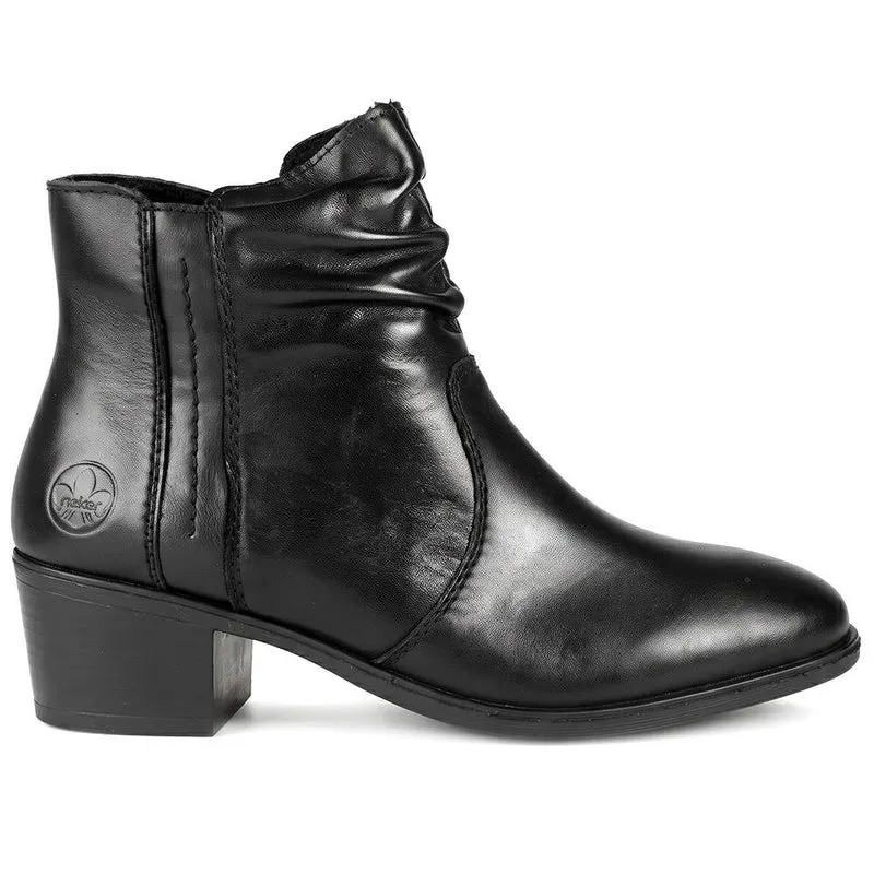 Rieker Leather Side Zip Ankle Boots - RKR44505 / 329 722 - Black