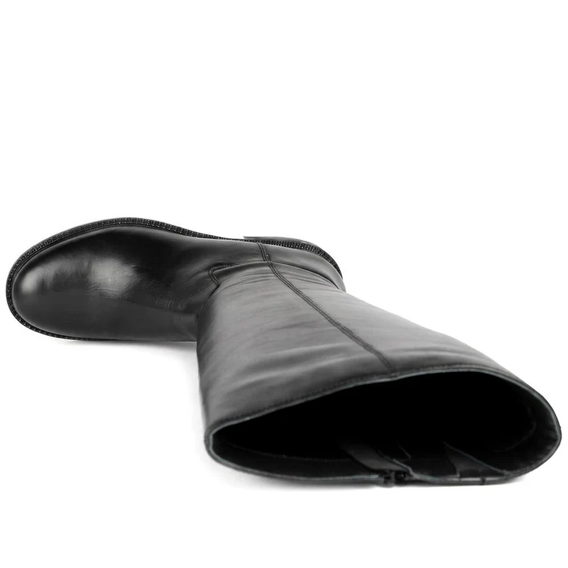 Block Heel All Leather Long Boots - MINTL44004 / 329 973 - Black