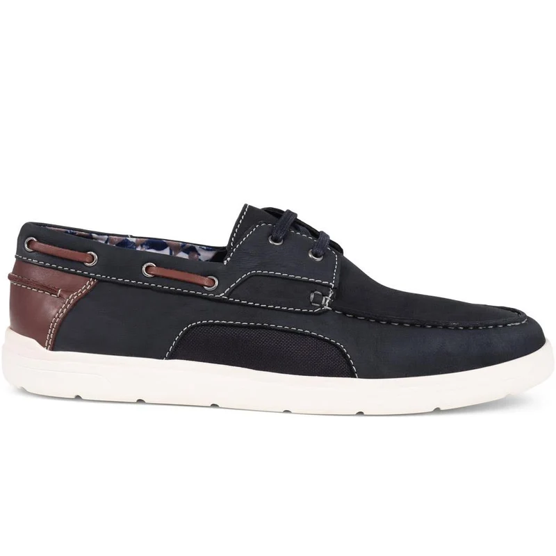 Leather Boat Shoes - JFOOT39011 / 325 151 - Navy