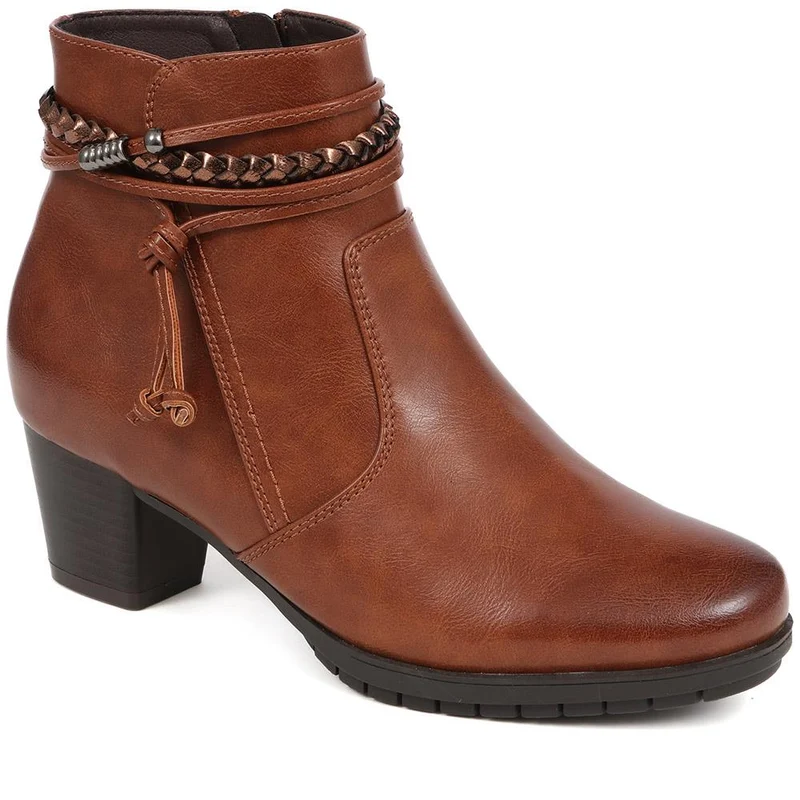 Lace-Detailed Heeled Ankle Boots - WOIL40039 / 326 351