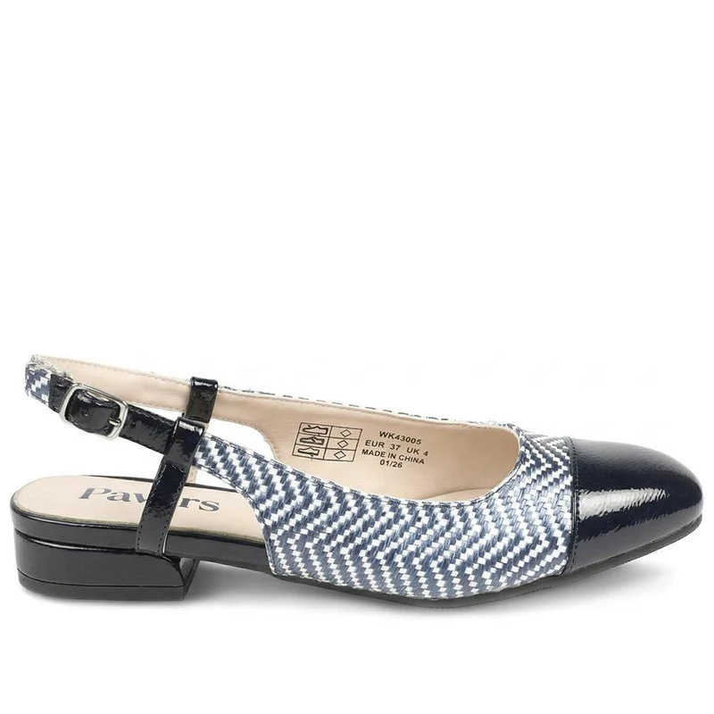 Lightweight Slingback Flat Court Shoes - WK43005 / 329 018 - Navy - White
