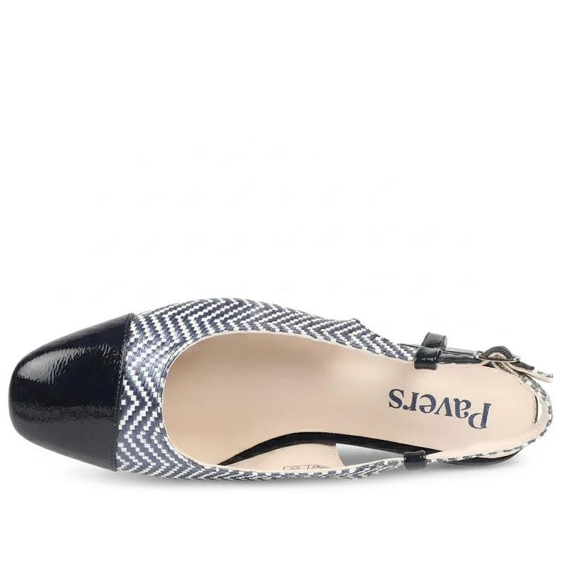Lightweight Slingback Flat Court Shoes - WK43005 / 329 018 - Navy - White