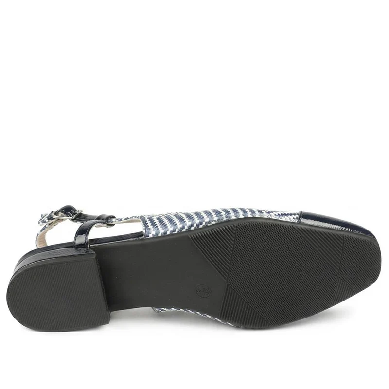 Lightweight Slingback Flat Court Shoes - WK43005 / 329 018 - Navy - White