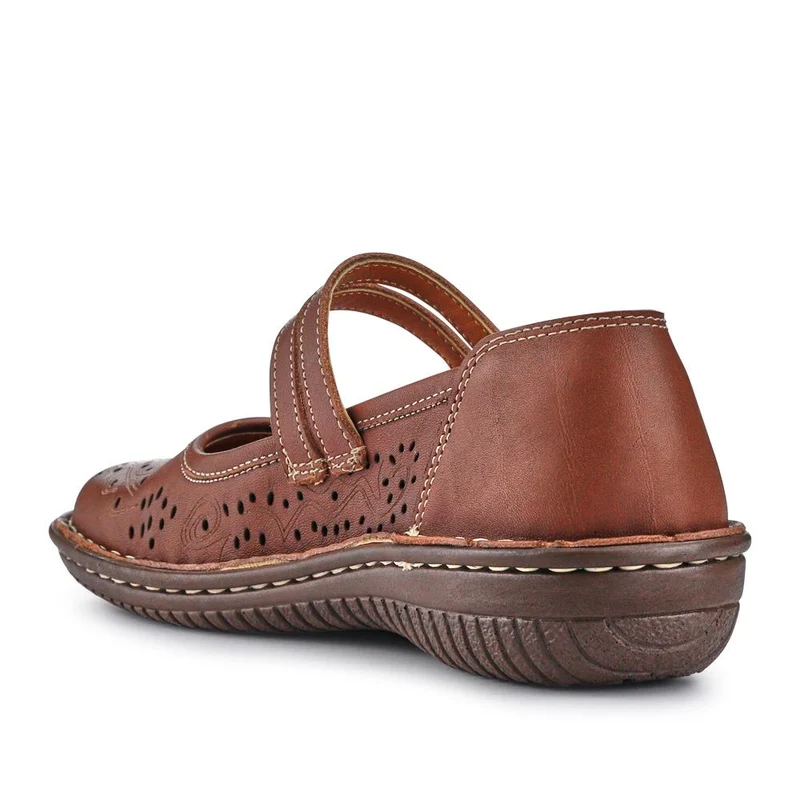 Leather Touch-Fasten Mary Janes - HAK41005 / 327 432 - Brown
