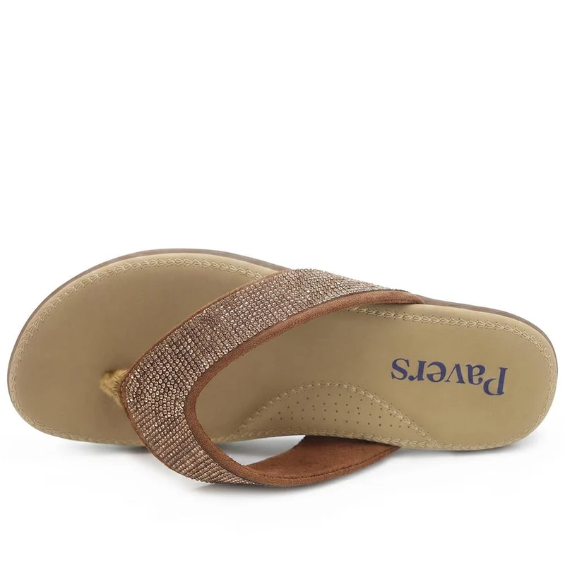 Embellished Toe Post Sandals - BAIZH39079 / 325 558 - Bronze