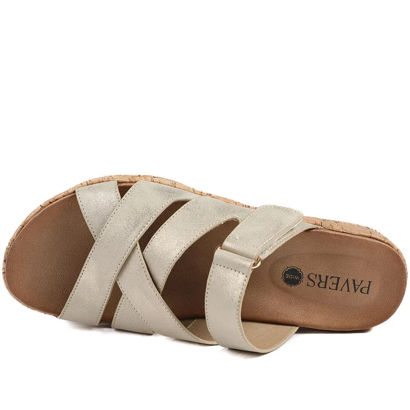 Wide Fit Adjustable Strappy Sandals - BAIZH43049 / 329 149 - Soft Gold