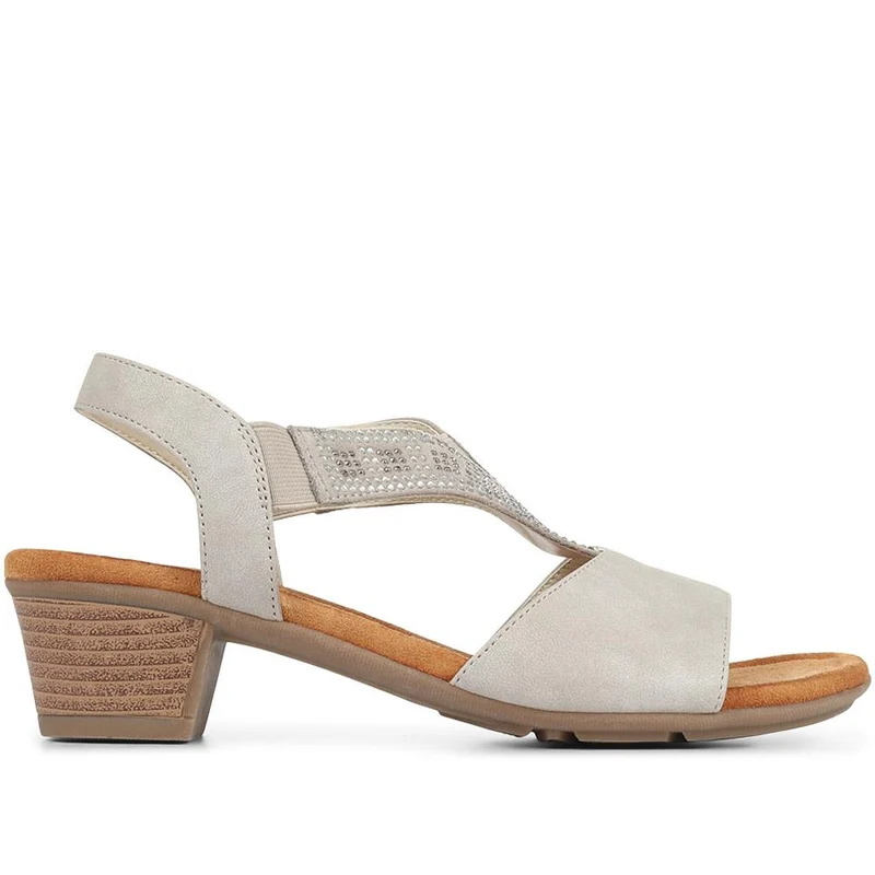 Heeled Slingback Sandals - WOIL35017 / 321 686 - Beige