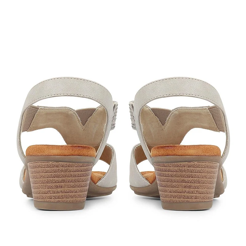 Heeled Slingback Sandals - WOIL35017 / 321 686 - Beige