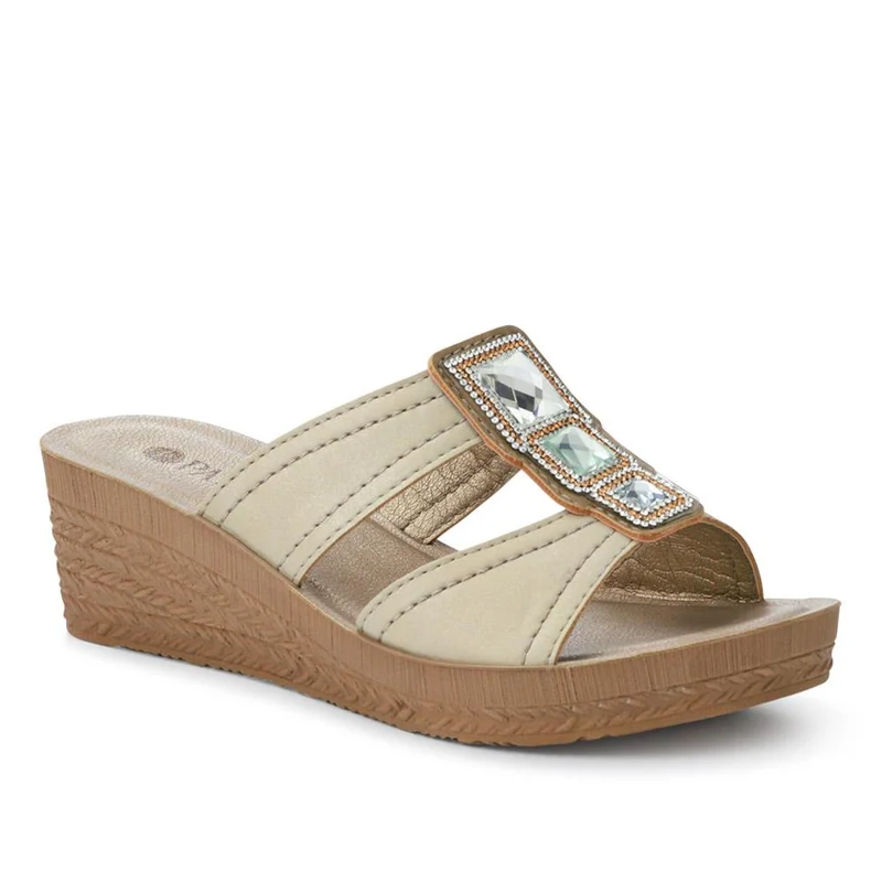 Extra-Cushioned Slip-On Wedge Mules - INB41019 / 327 504 - Soft Gold