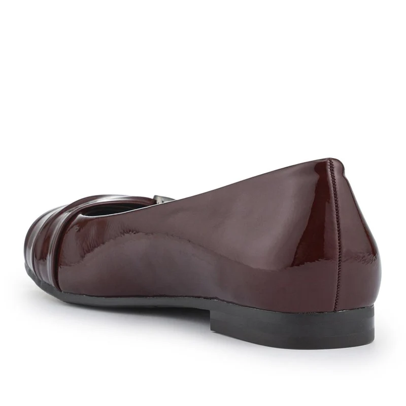 Bow-Detailed Heeled Ballet Pumps - WK42022 / 328 125 - Burgundy Patent