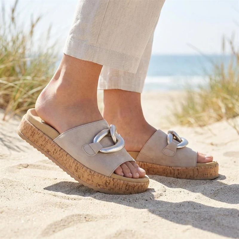 Gabor Leather Platform Sandals - GAB43004 / 328 670 - Natural