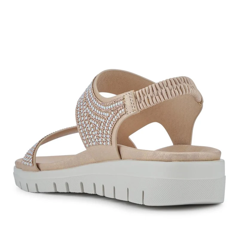 Elasticated Embellished Sandals - BAIZH41002 / 327 189 - Gold