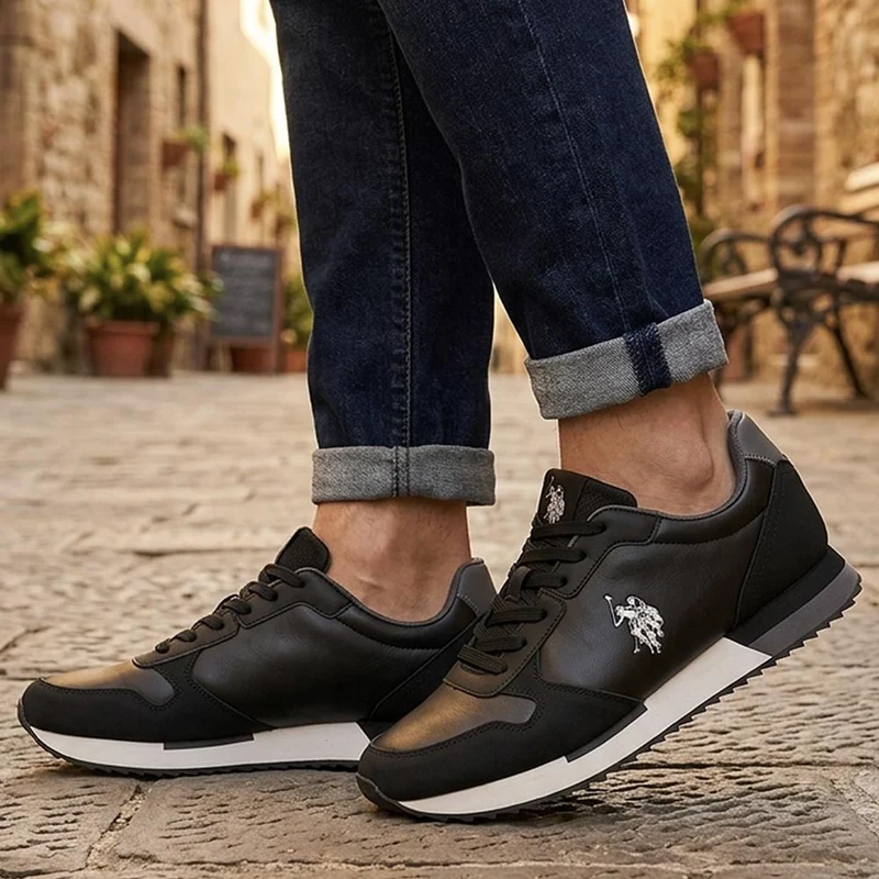 US POLO ASSN Cushioned Sole Lace Up Trainers - USPOL43008 / 330 393 - Black