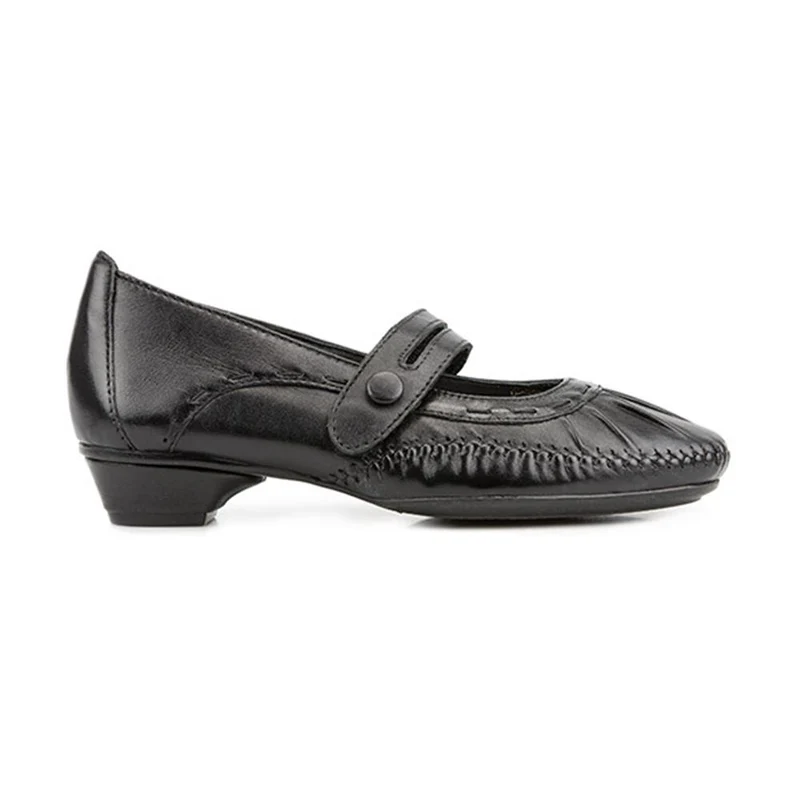Leather Mary Jane with Stitch Detailing. - NAP1402 / 123 751 - Black