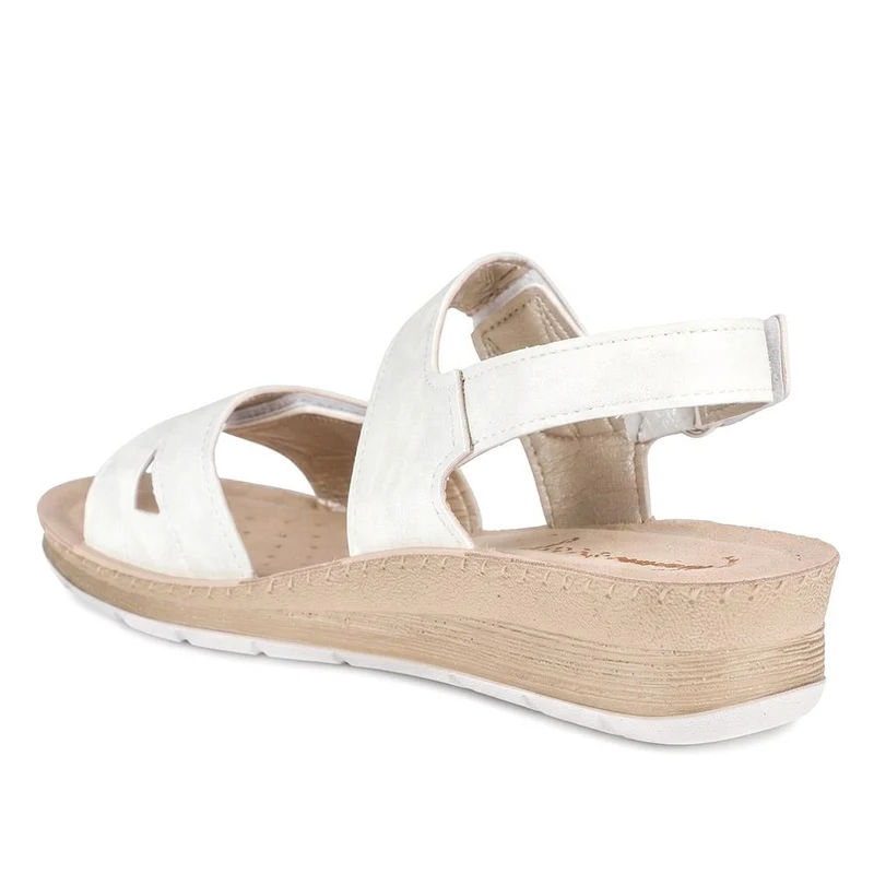 Inblu Triple Touch Fasten Wedge Heel Sandals - INB43063 / 330 713 - White