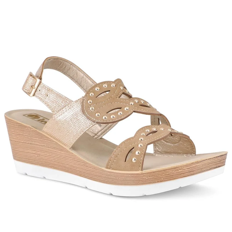 Inblu Wedge Heel Slingback Sandals - INB43062 / 330 712 - Gold
