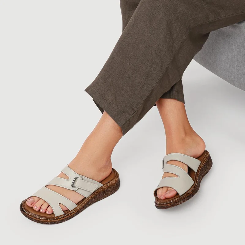 Adjustable Leather Mules - BOAY41012 / 327 606 - Beige