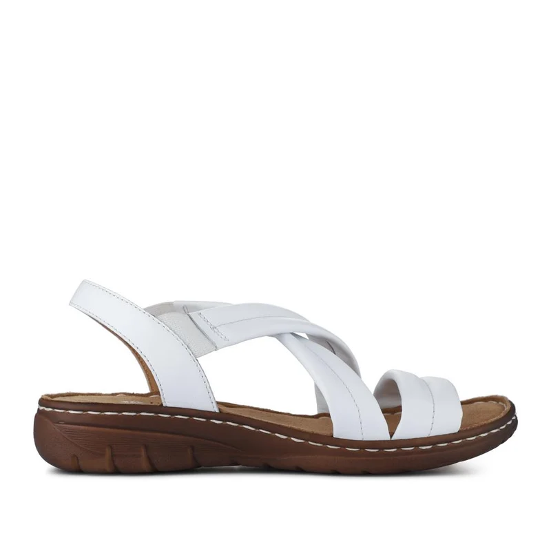 Flexible Leather Cushioned Sandals - KF41008 / 327 493 - White