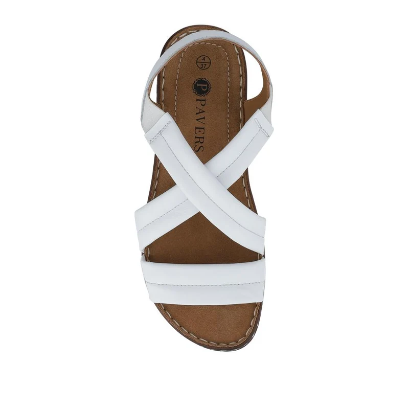 Flexible Leather Cushioned Sandals - KF41008 / 327 493 - White