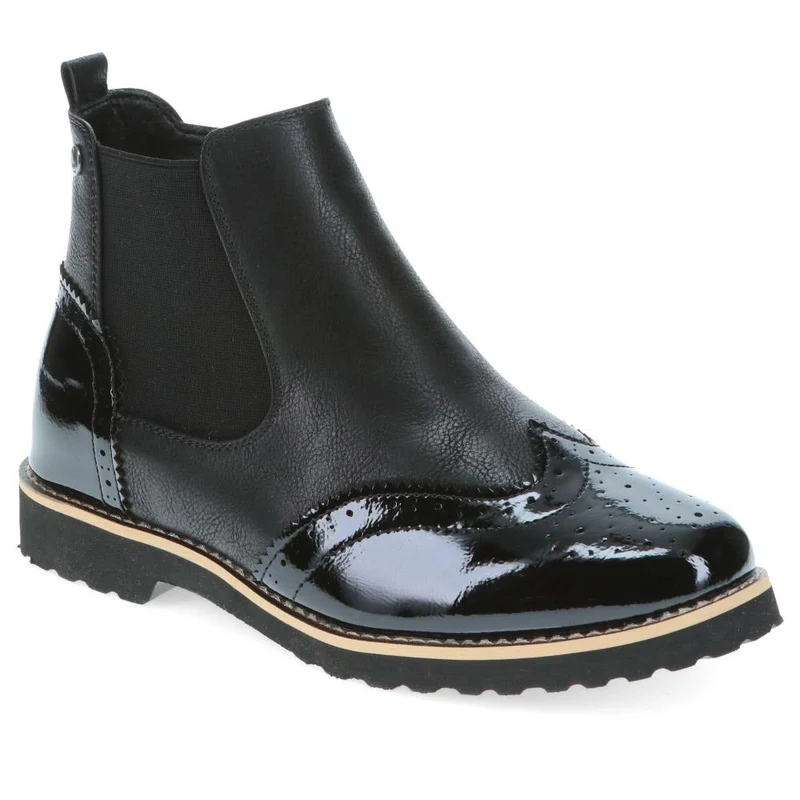 Wide-Fit Brogue Ankle Boots - WBINS40233 / 326 349 - Black