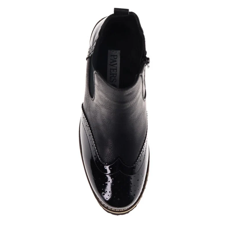 Wide-Fit Brogue Ankle Boots - WBINS40233 / 326 349 - Black