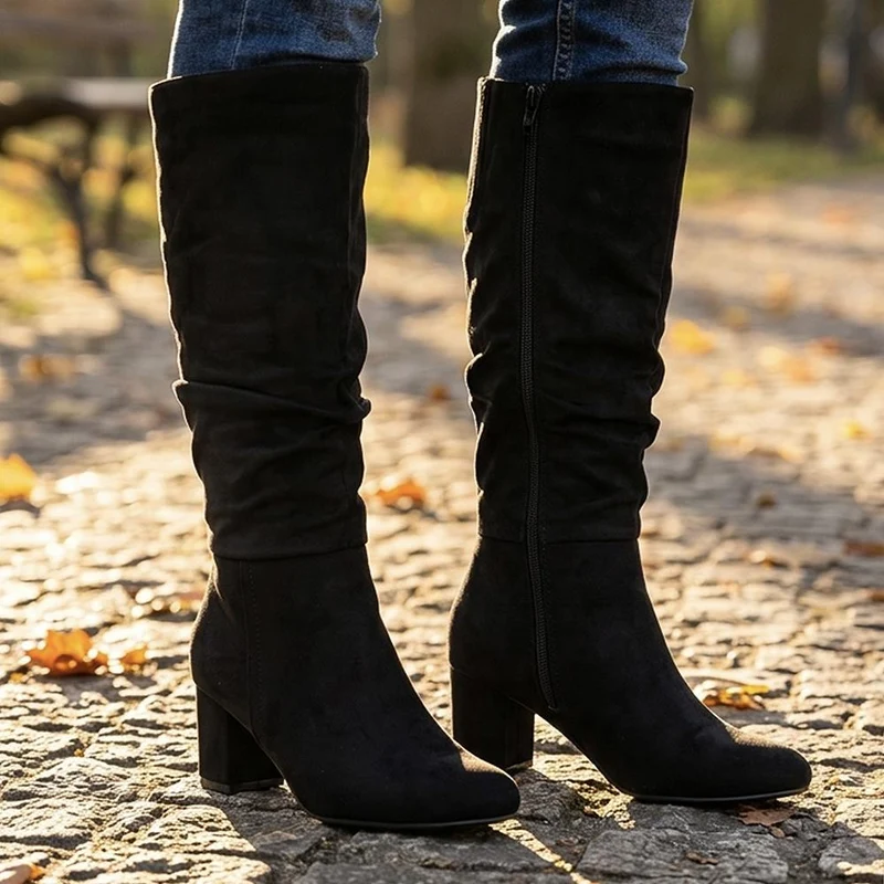 Stylish Warm Lined Slouch Long Boots - WBINS44046 / 329 975 - Black