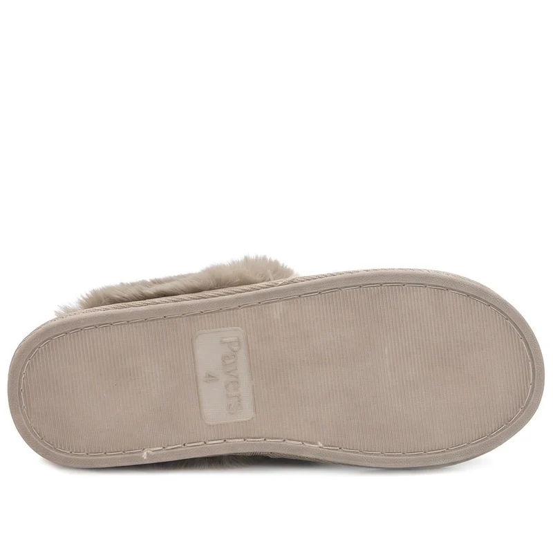 Soft Highland Cow Print Mule Slippers - GALOP44008 / 330 026 - Taupe