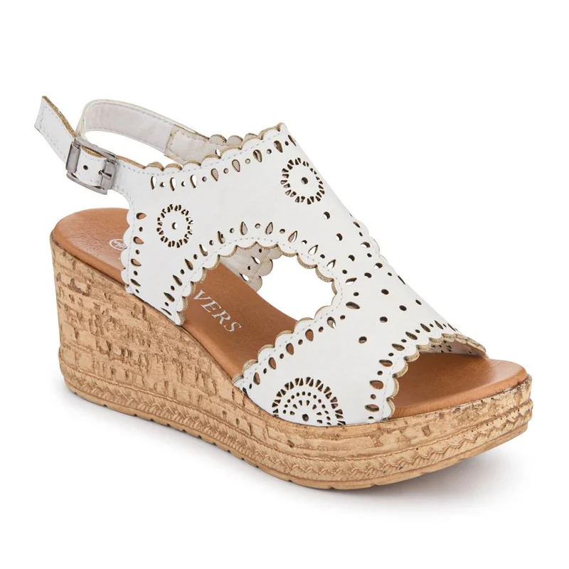 Leather Buckle-Fastening Wedge Sandals - LUCK41012 / 327 609