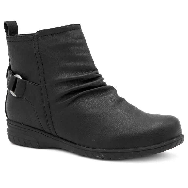 Wide Fit Ruched Design Smart Ankle Boots - WBINS44066 / 329 953 - Black