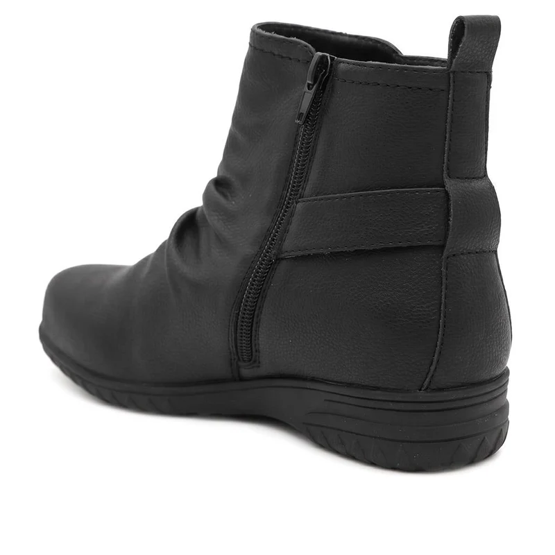 Wide Fit Ruched Design Smart Ankle Boots - WBINS44066 / 329 953 - Black