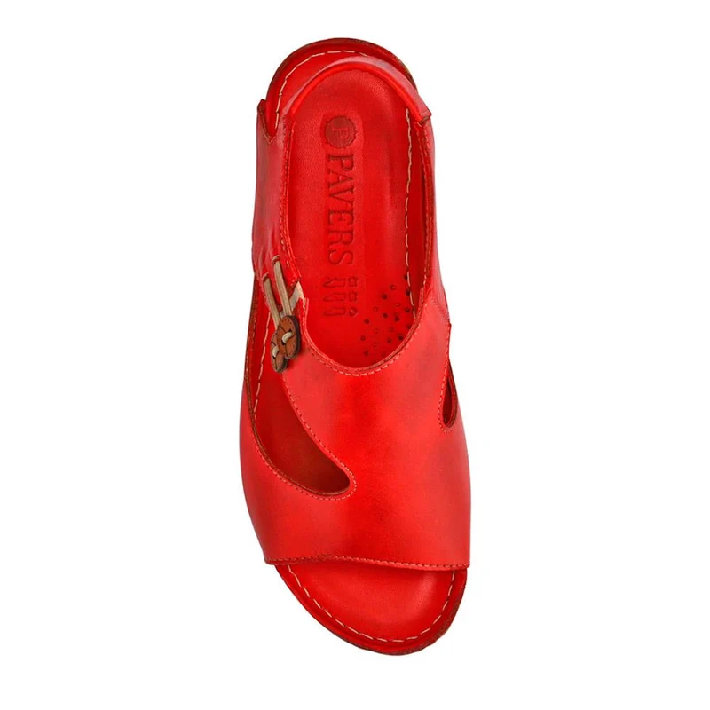 Leather Slip-On Sandals - KARY41004 / 327 532 - Red