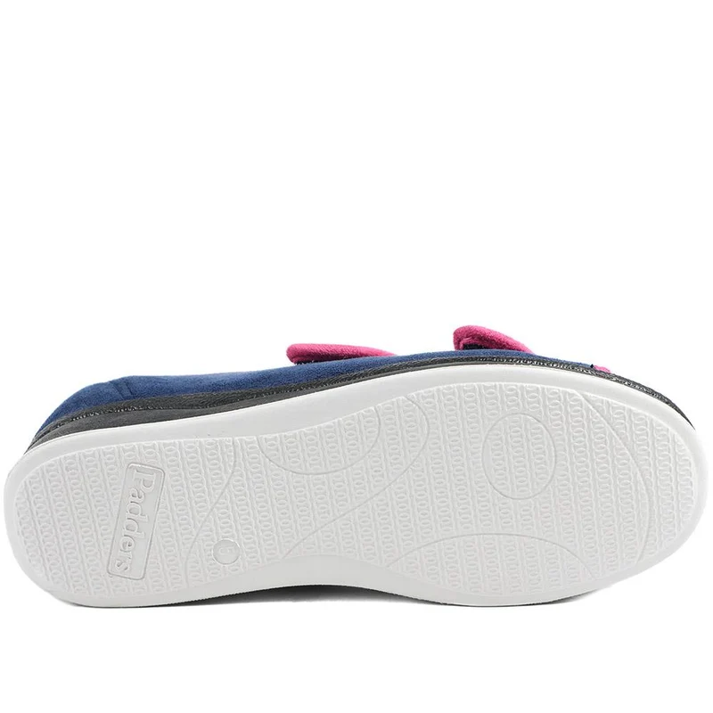Padders Wide Fit Touch Fasten Slippers - PADQING43005 / 329 402 - Navy
