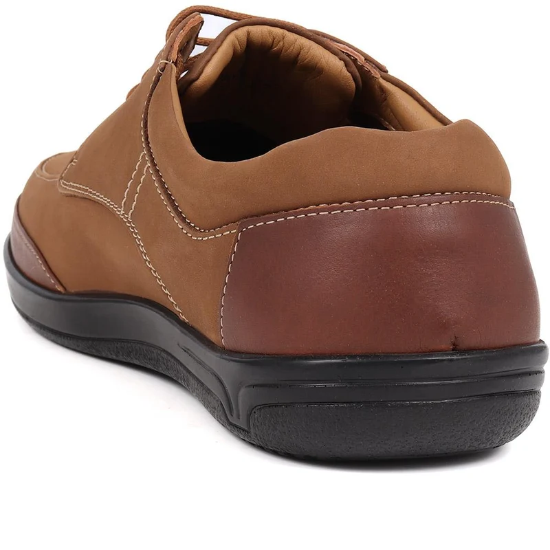 Extra Wide Fit Leather Lace-up Shoes - PAULO / 323 744 - Taupe