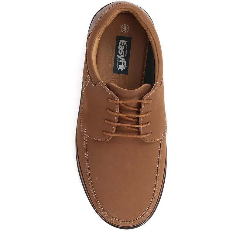 Extra Wide Fit Leather Lace-up Shoes - PAULO / 323 744 - Taupe