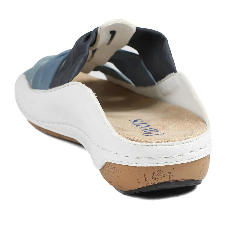 Flexible Triple Bow Cushioned Sandals - WBINS43014 / 329 090 - Navy - White