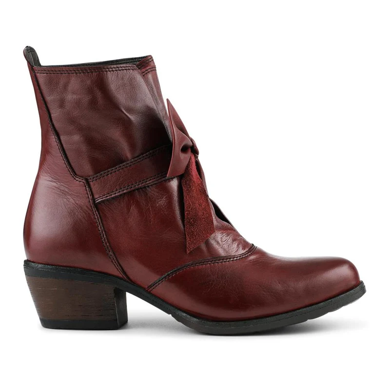Bellissimo Leather Bow Boots - BELKARY42001 / 328 474 - Burgundy