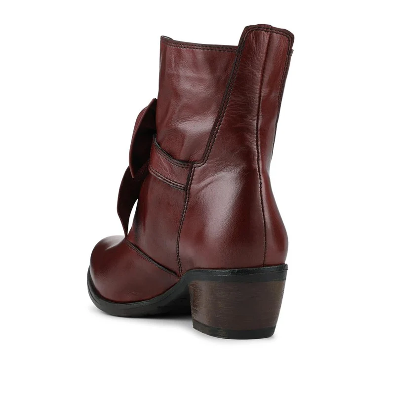 Bellissimo Leather Bow Boots - BELKARY42001 / 328 474 - Burgundy
