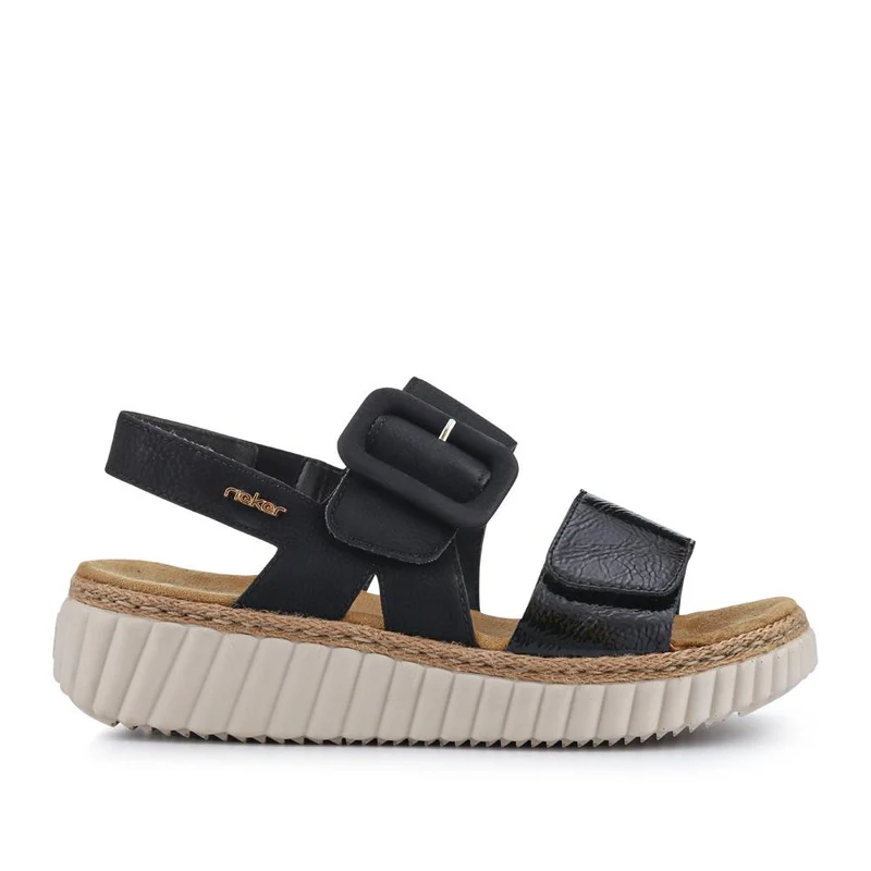 Wide-Fit Cushioned Wedge Sandals - RKR41539 / 327 288 - Black