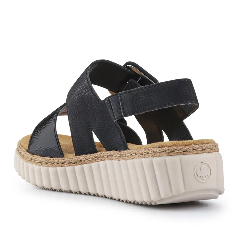 Wide-Fit Cushioned Wedge Sandals - RKR41539 / 327 288 - Black
