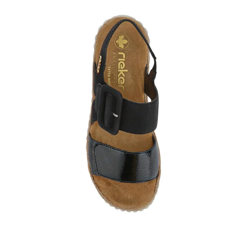 Wide-Fit Cushioned Wedge Sandals - RKR41539 / 327 288 - Black