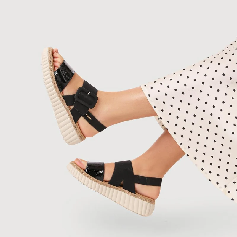 Wide-Fit Cushioned Wedge Sandals - RKR41539 / 327 288 - Black