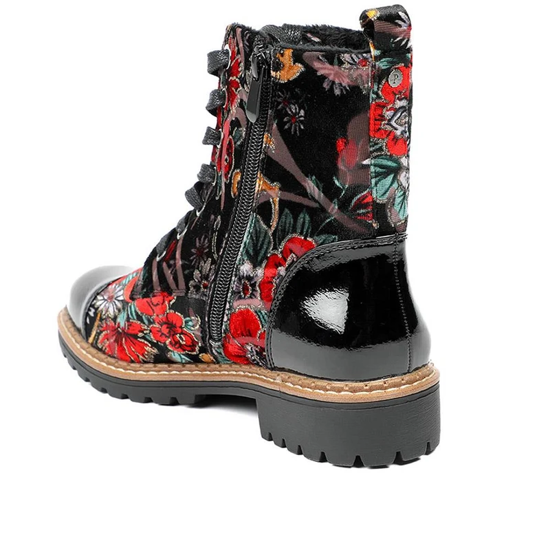 Floral Lace Up Boots - WK42012 / 328 421 - Floral